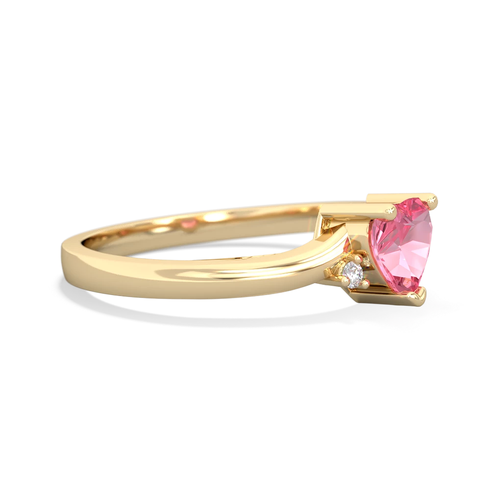 Lab Pink Sapphire Delicate Heart 14K Yellow Gold ring R0203