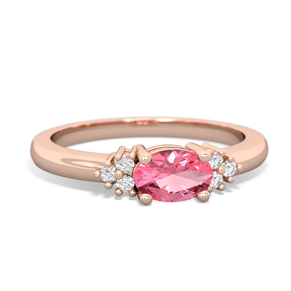 Lab Pink Sapphire Simply Elegant East-West 14K Rose Gold ring R2480