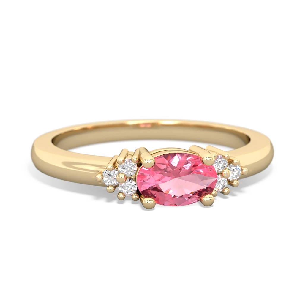 Lab Pink Sapphire Simply Elegant East-West 14K Yellow Gold ring R2480