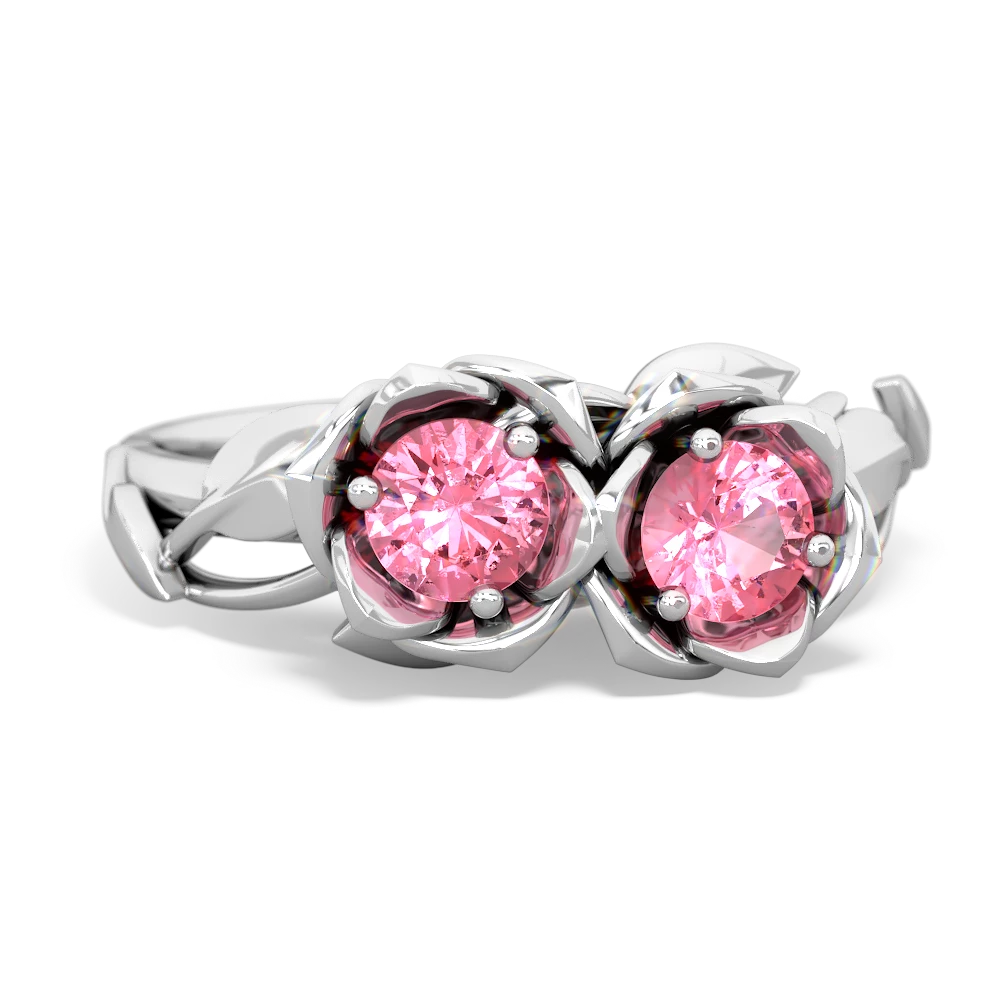 Lab Pink Sapphire Rose Garden 14K White Gold ring R5510