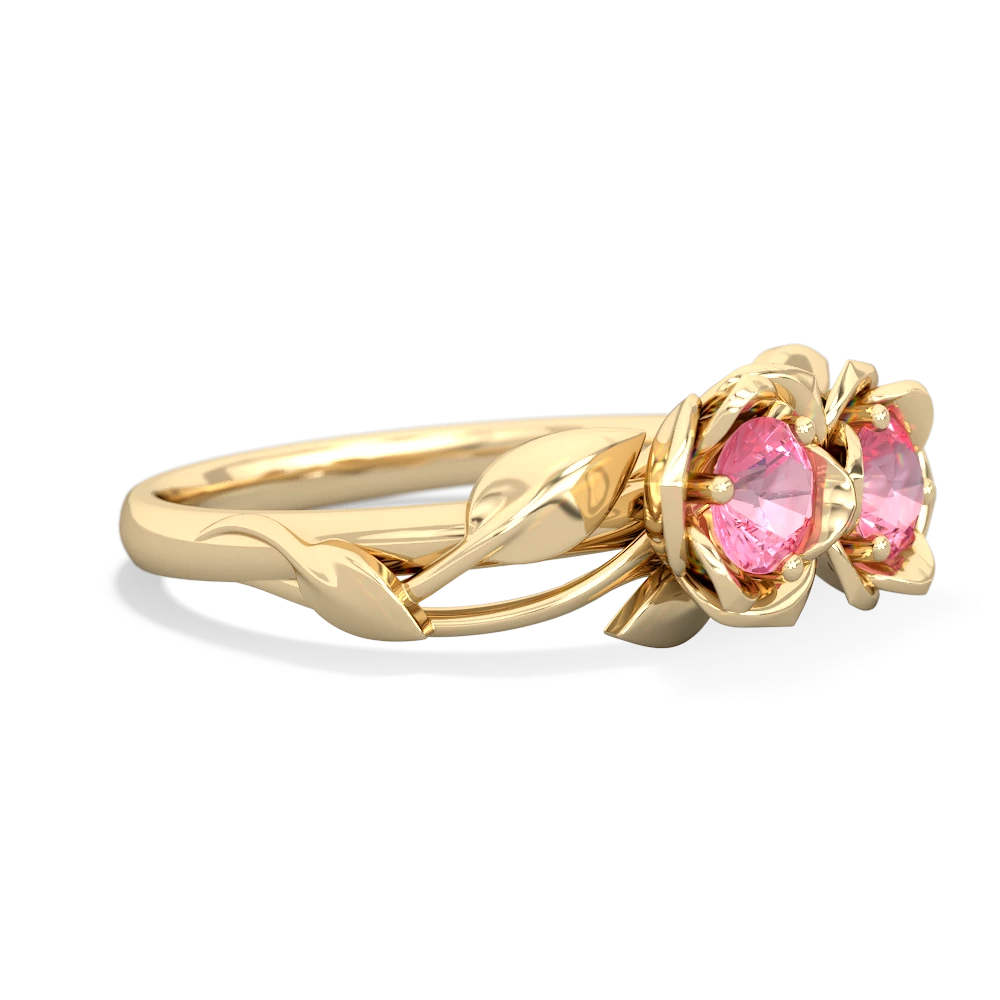 Lab Pink Sapphire Rose Garden 14K Yellow Gold ring R5510