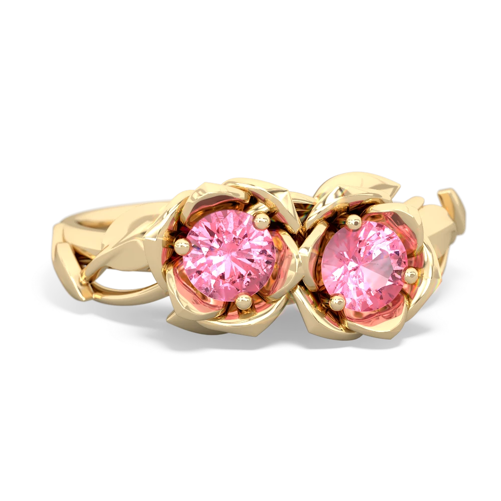 Lab Pink Sapphire Rose Garden 14K Yellow Gold ring R5510