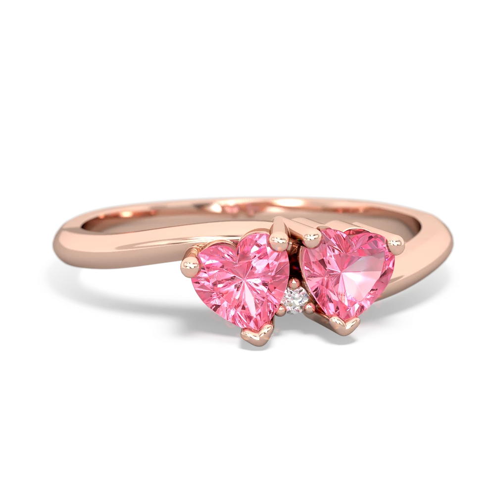 Lab Pink Sapphire Sweethearts 14K Rose Gold ring R5260
