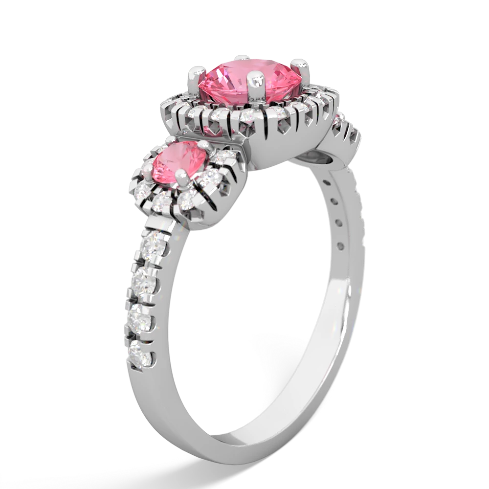 Lab Pink Sapphire Regal Halo 14K White Gold ring R5350