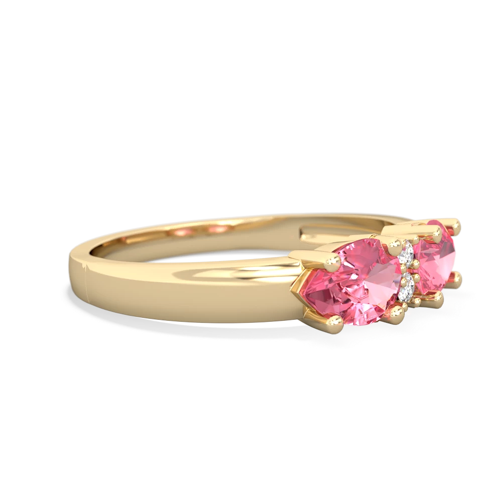 Lab Pink Sapphire Pear Bowtie 14K Yellow Gold ring R0865