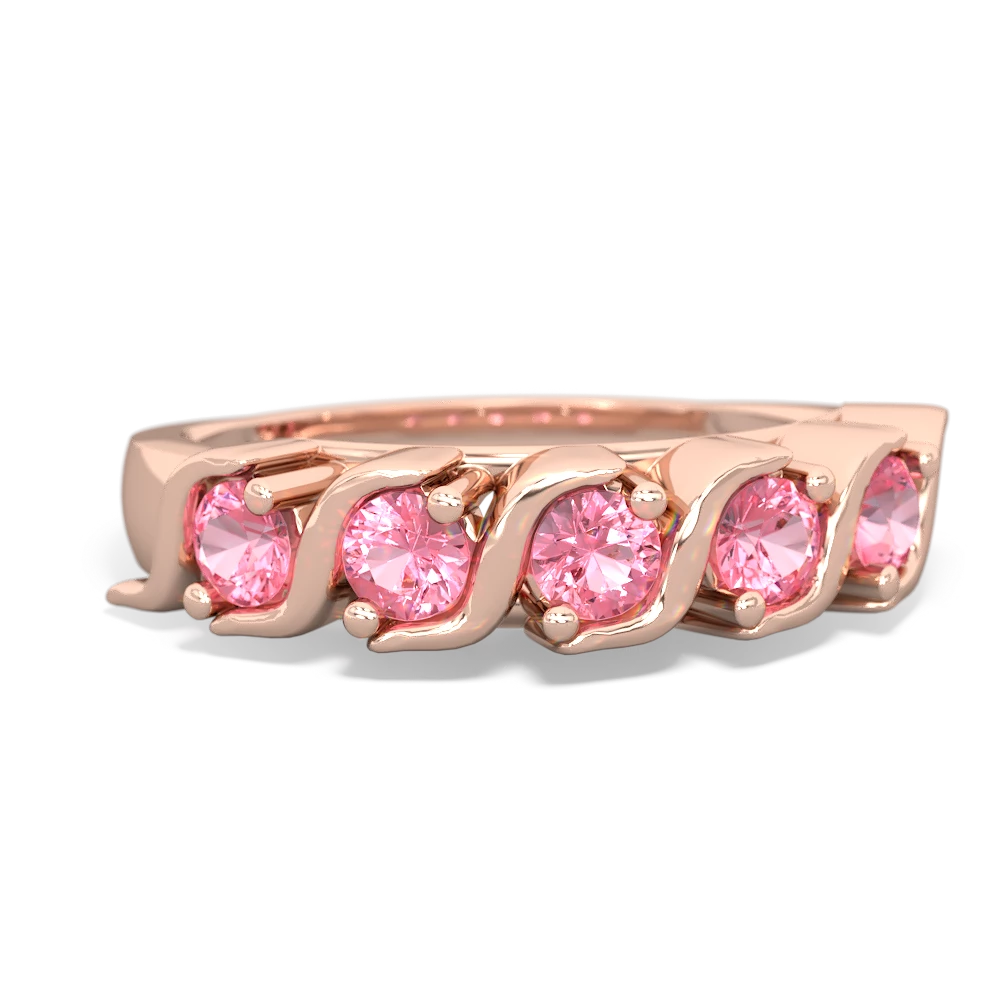 Lab Pink Sapphire Anniversary Band 14K Rose Gold ring R2089