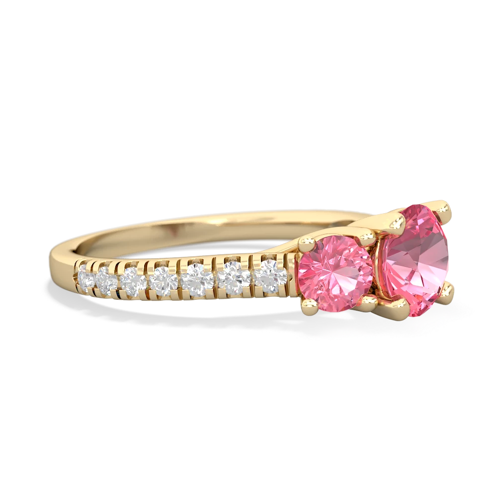 Lab Pink Sapphire Pave Trellis 14K Yellow Gold ring R5500