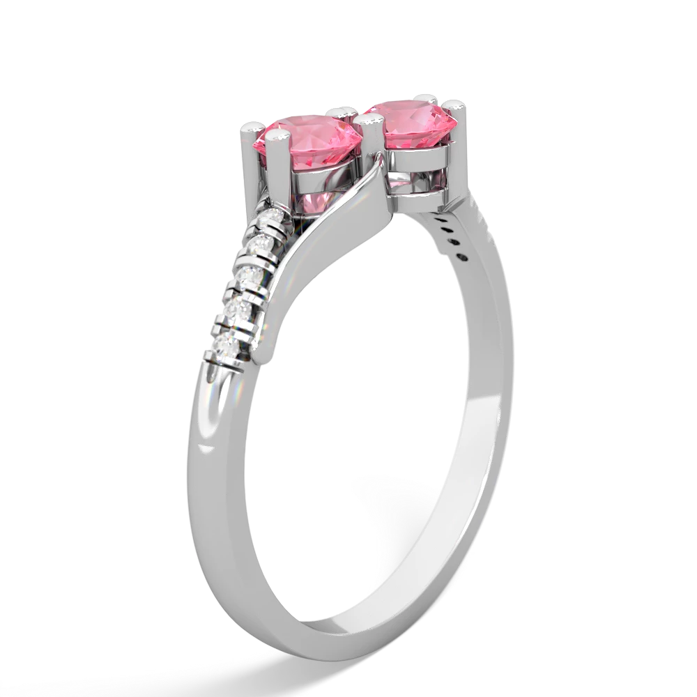 Lab Pink Sapphire Infinity Pave Two Stone 14K White Gold ring R5285