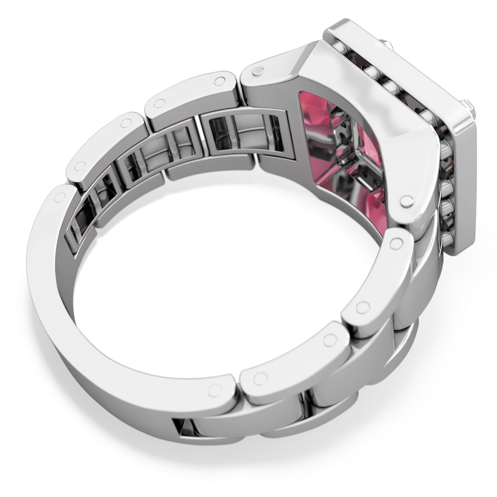 Lab Pink Sapphire Men's Watch 14K White Gold ring R0510