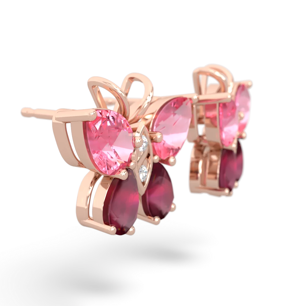 Lab Pink Sapphire Butterfly 14K Rose Gold earrings E2215