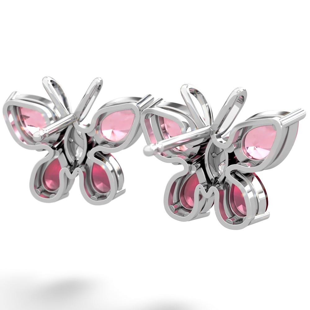 Lab Pink Sapphire Butterfly 14K White Gold earrings E2215