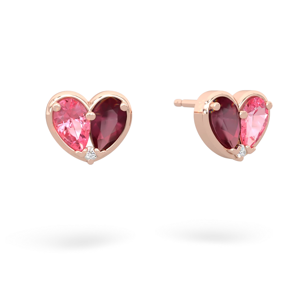 Lab Pink Sapphire 'Our Heart' 14K Rose Gold earrings E5072