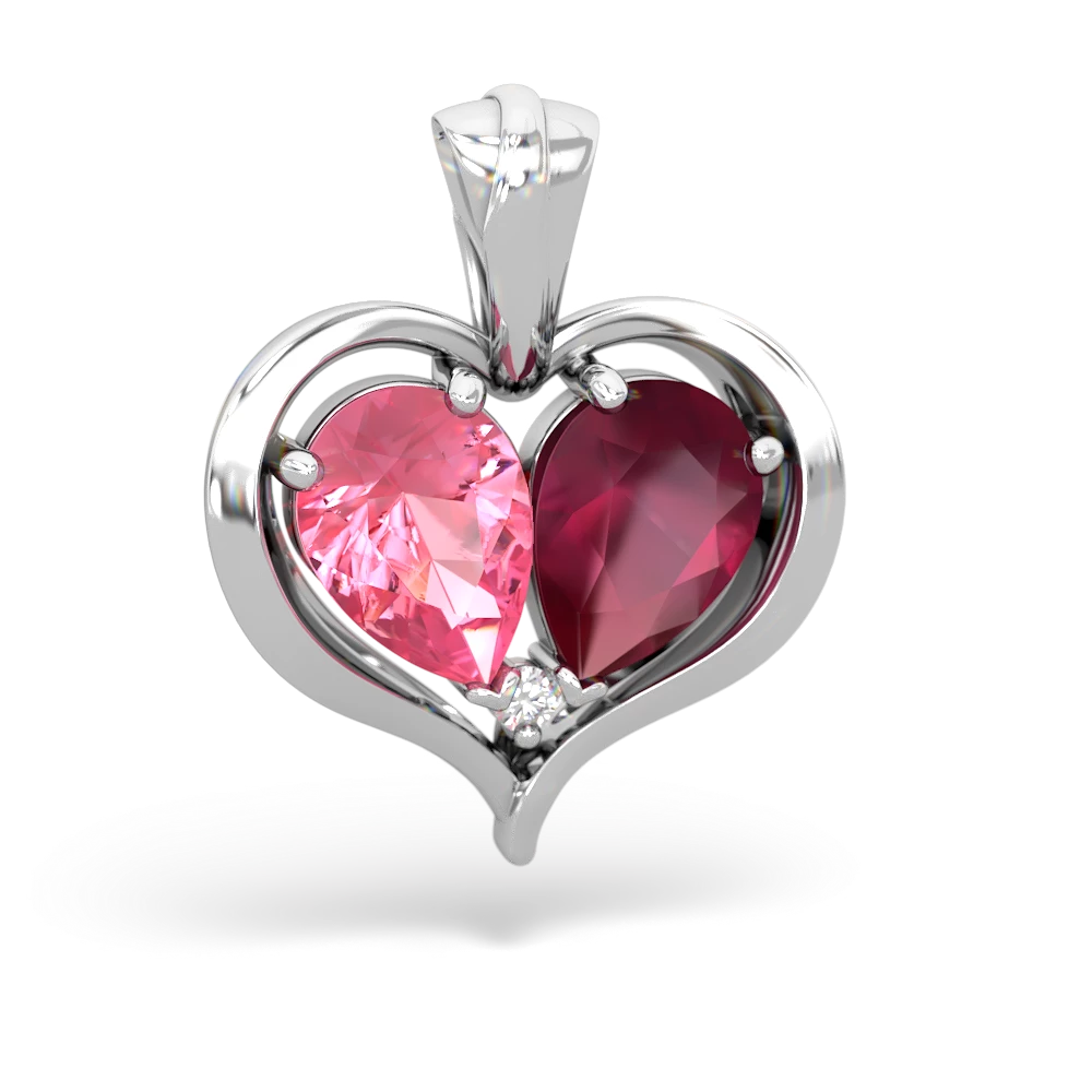 Lab Pink Sapphire Two Become One 14K White Gold pendant P5330