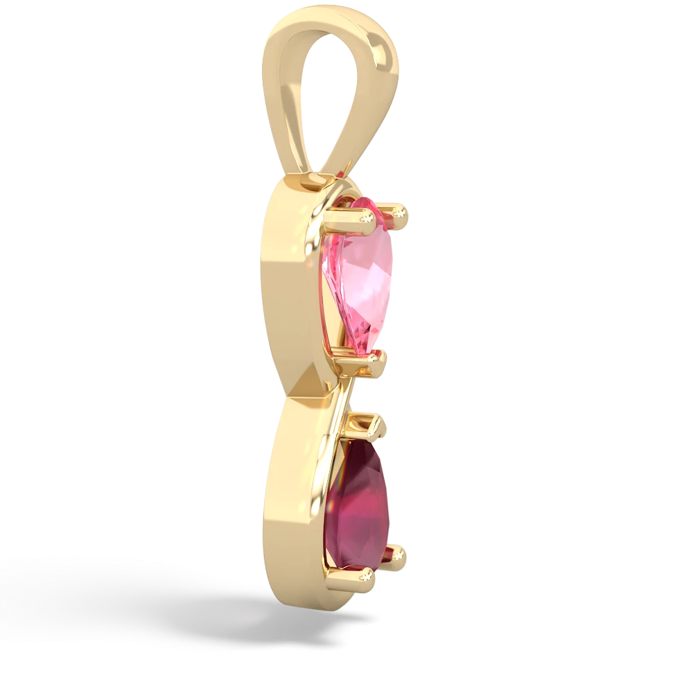 Lab Pink Sapphire Infinity 14K Yellow Gold pendant P5050