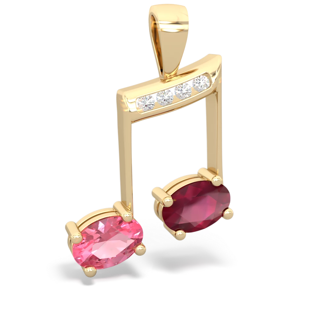 Lab Pink Sapphire Color Of Music 14K Yellow Gold pendant P3334