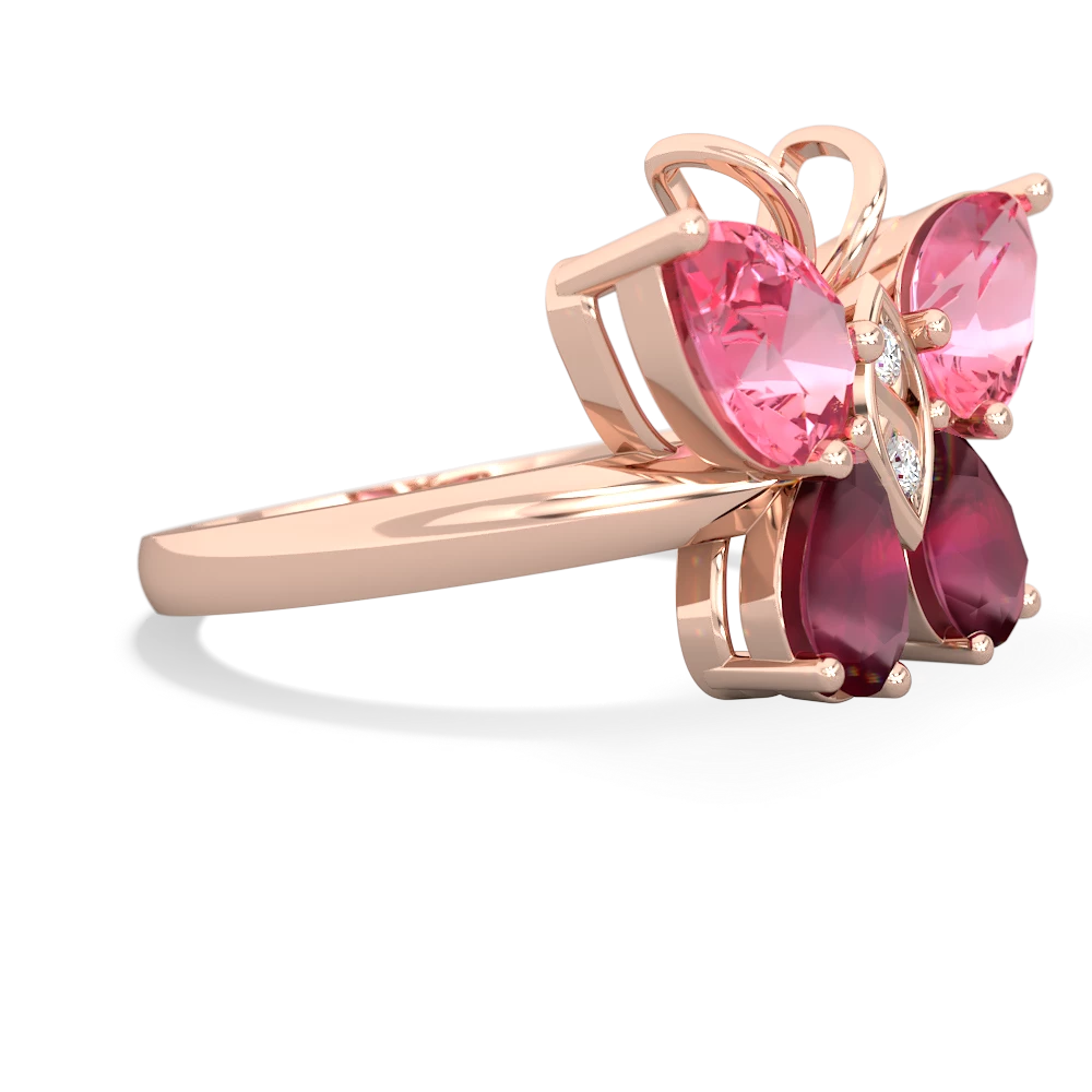 Lab Pink Sapphire Butterfly 14K Rose Gold ring R2215