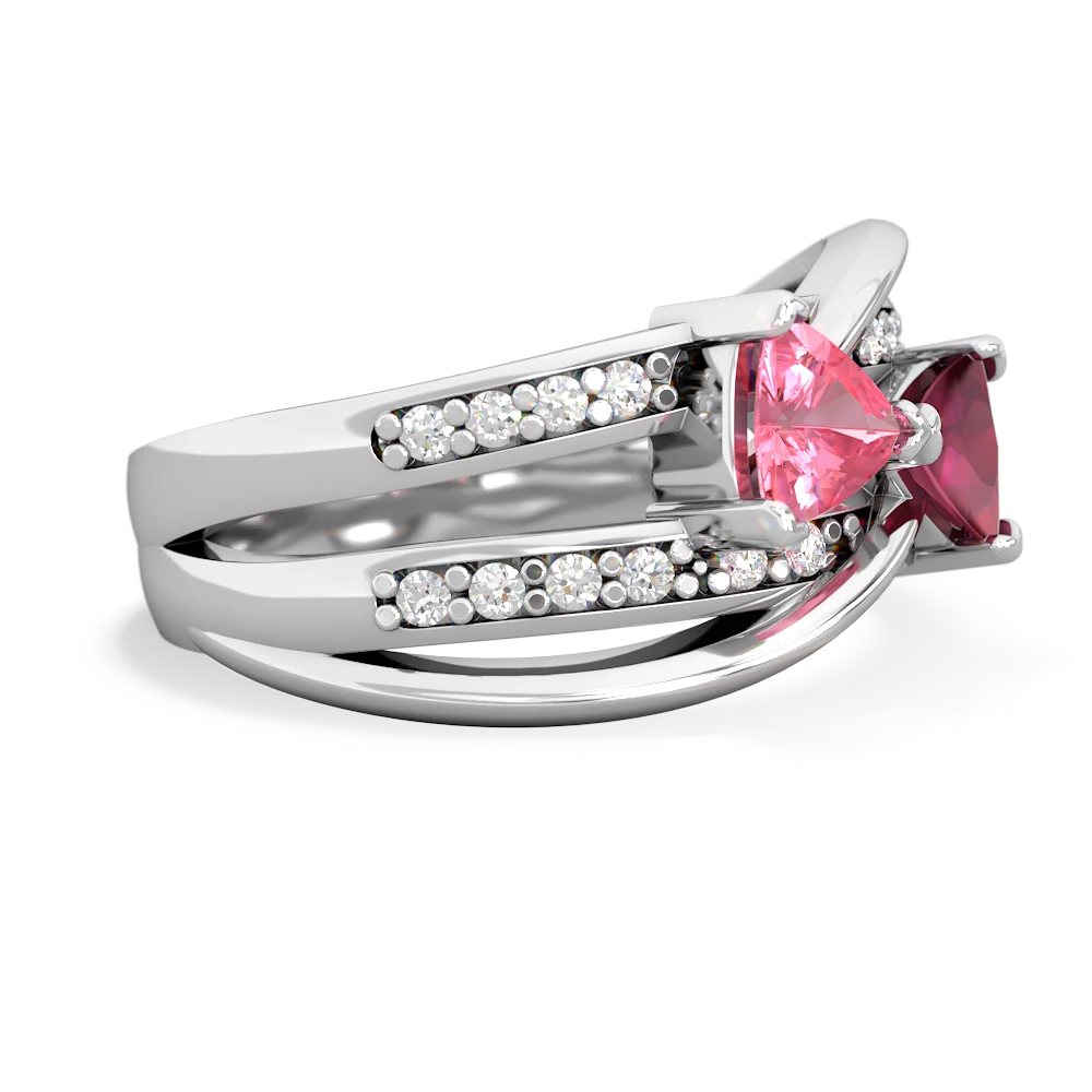 Lab Pink Sapphire Bowtie 14K White Gold ring R2360