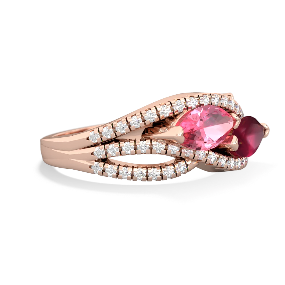 Lab Pink Sapphire Diamond Rivers 14K Rose Gold ring R3070