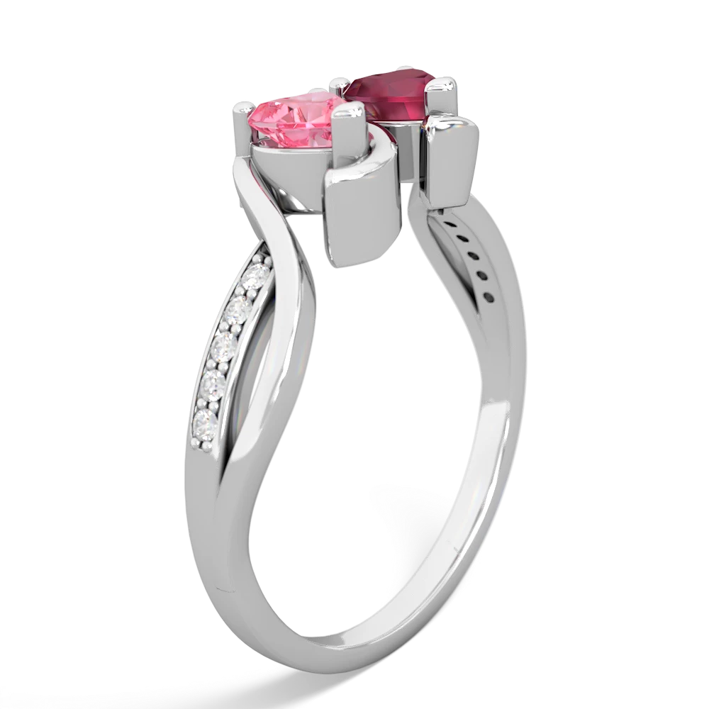 Lab Pink Sapphire Side By Side 14K White Gold ring R3090