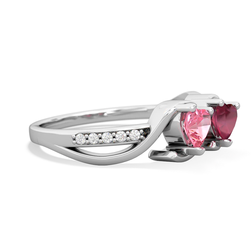 Lab Pink Sapphire Side By Side 14K White Gold ring R3090