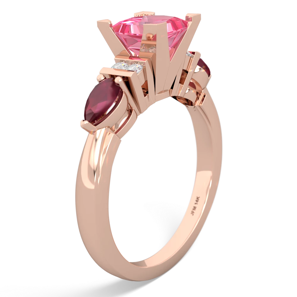 Lab Pink Sapphire 6Mm Princess Eternal Embrace Engagement 14K Rose Gold ring C2002