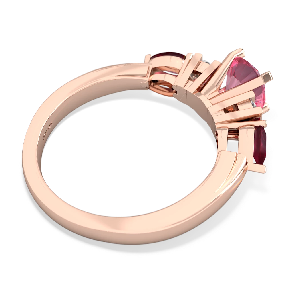 Lab Pink Sapphire 6Mm Round Eternal Embrace Engagement 14K Rose Gold ring R2005