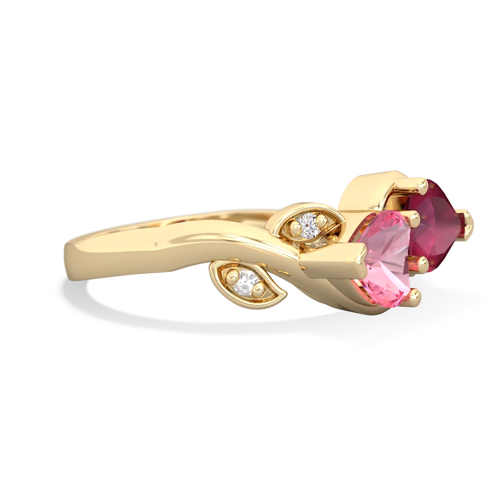 Lab Pink Sapphire Floral Elegance 14K Yellow Gold ring R5790