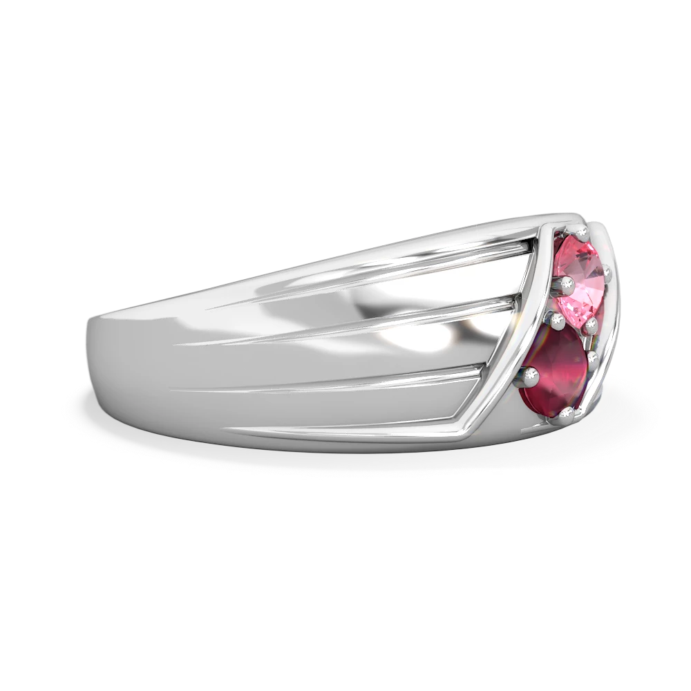 Lab Pink Sapphire Men's Streamline 14K White Gold ring R0460