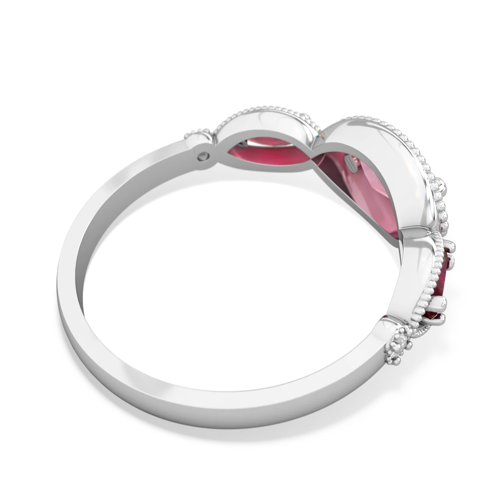 Lab Pink Sapphire Milgrain Marquise 14K White Gold ring R5700