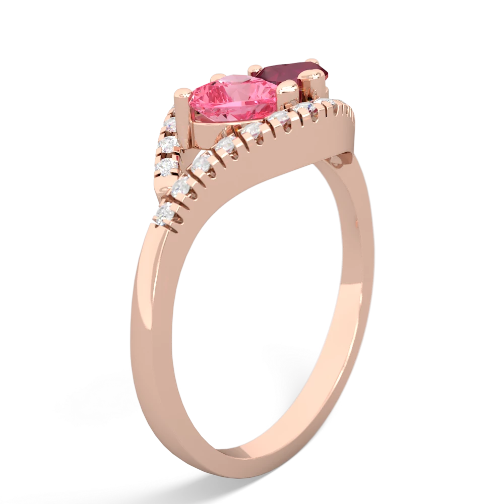 Lab Pink Sapphire Mother And Child 14K Rose Gold ring R3010