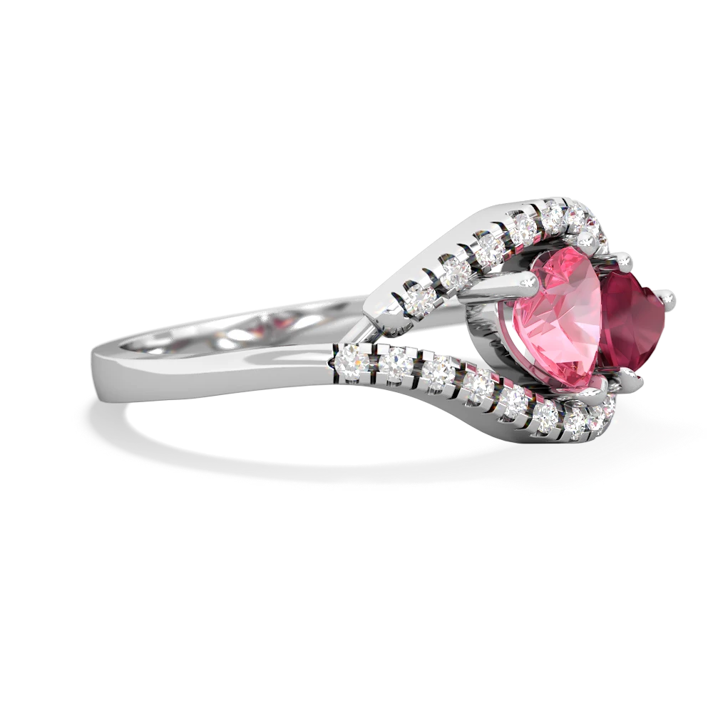 Lab Pink Sapphire Mother And Child 14K White Gold ring R3010