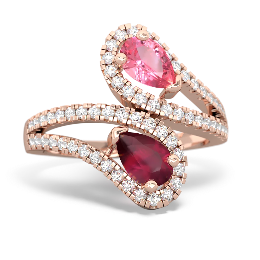 Lab Pink Sapphire Diamond Dazzler 14K Rose Gold ring R3000