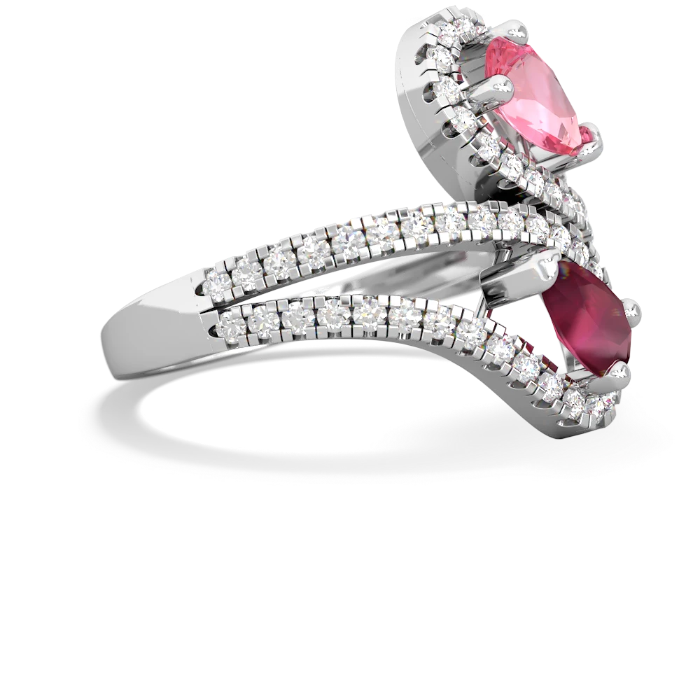 Lab Pink Sapphire Diamond Dazzler 14K White Gold ring R3000