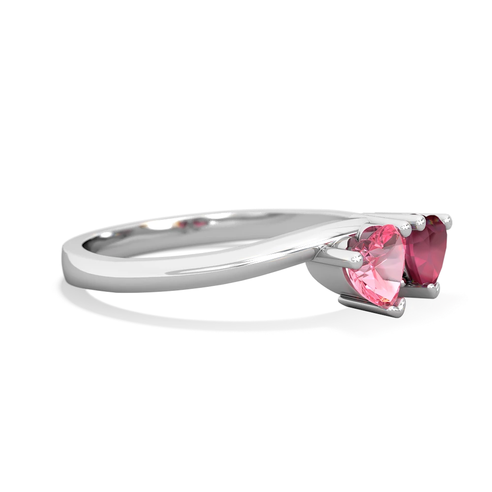 Lab Pink Sapphire Sweethearts 14K White Gold ring R5260