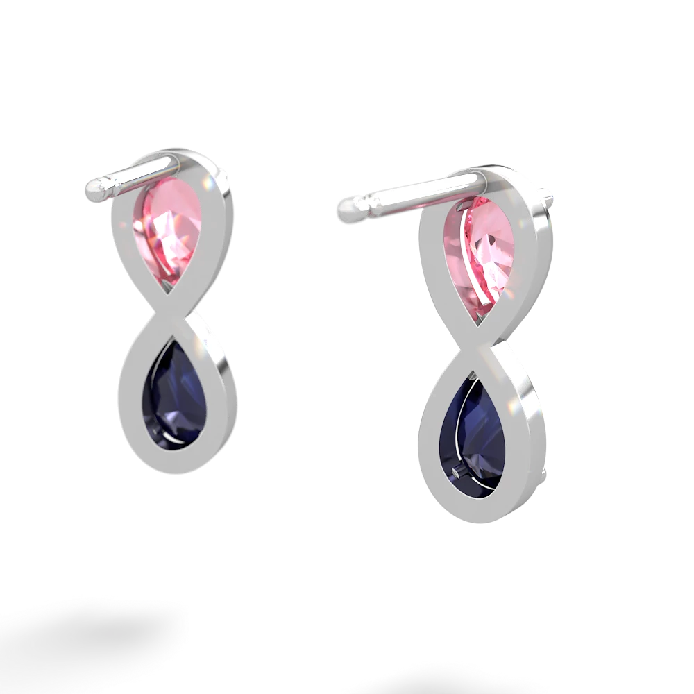 Lab Pink Sapphire Infinity 14K White Gold earrings E5050