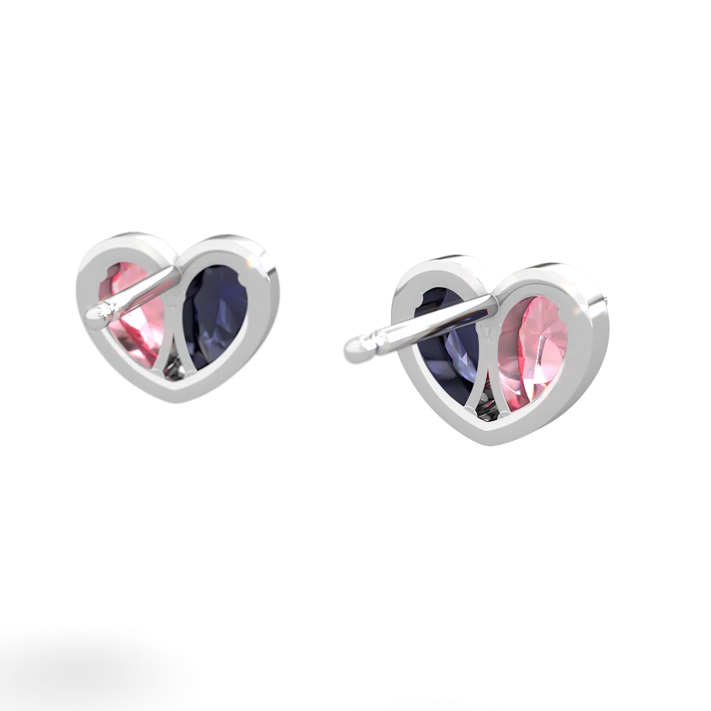 Lab Pink Sapphire 'Our Heart' 14K White Gold earrings E5072