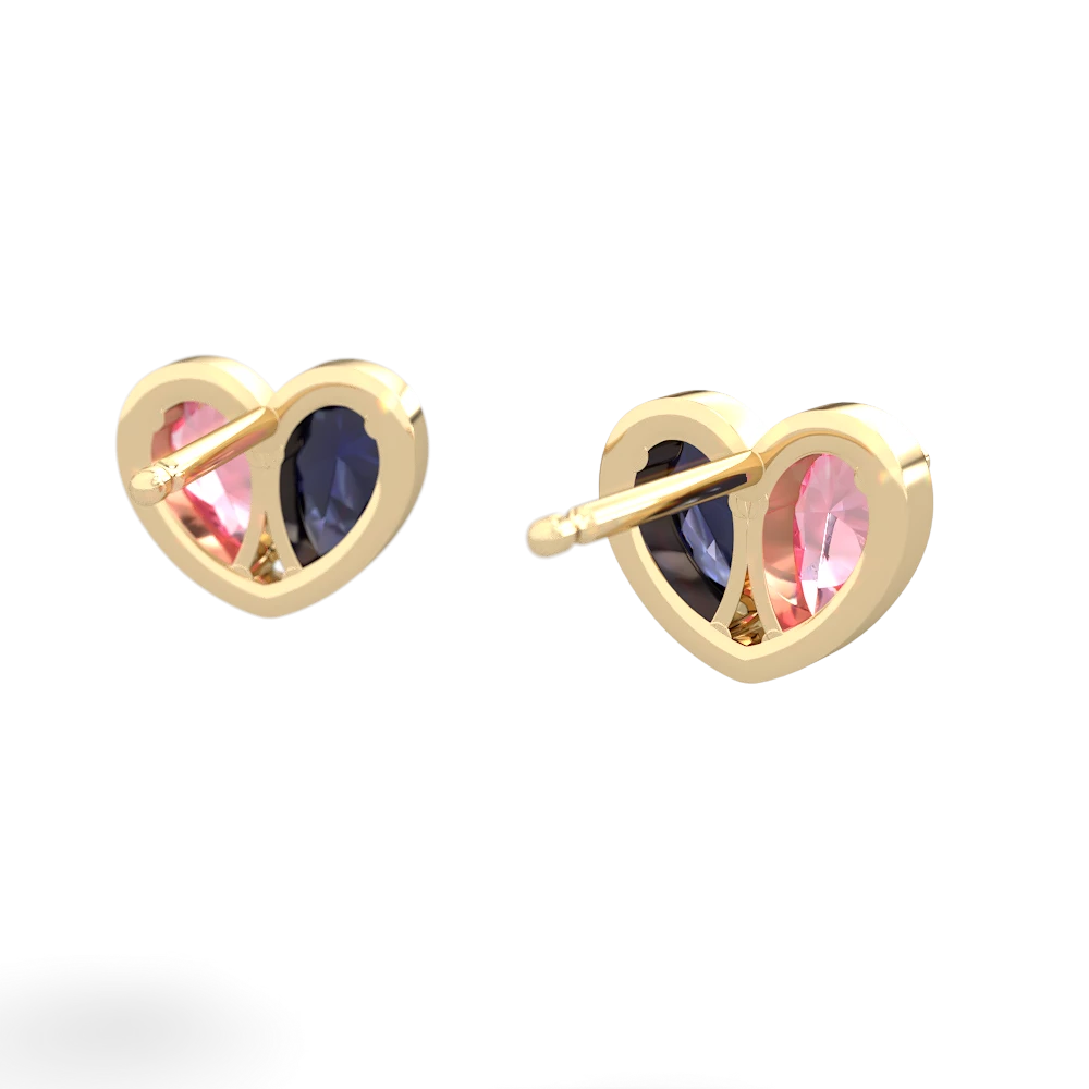 Lab Pink Sapphire 'Our Heart' 14K Yellow Gold earrings E5072