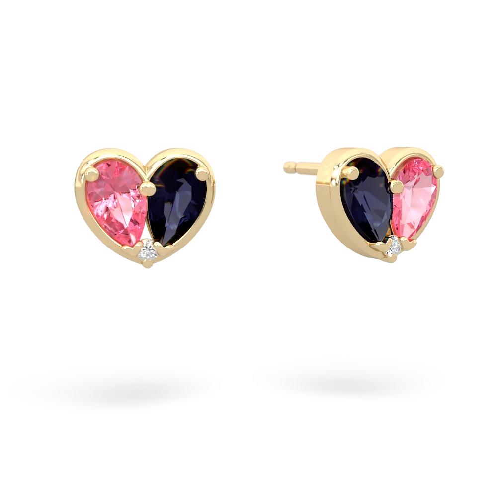 Lab Pink Sapphire 'Our Heart' 14K Yellow Gold earrings E5072