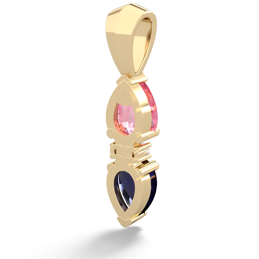 Lab Pink Sapphire Bowtie Drop 14K Yellow Gold pendant P0865