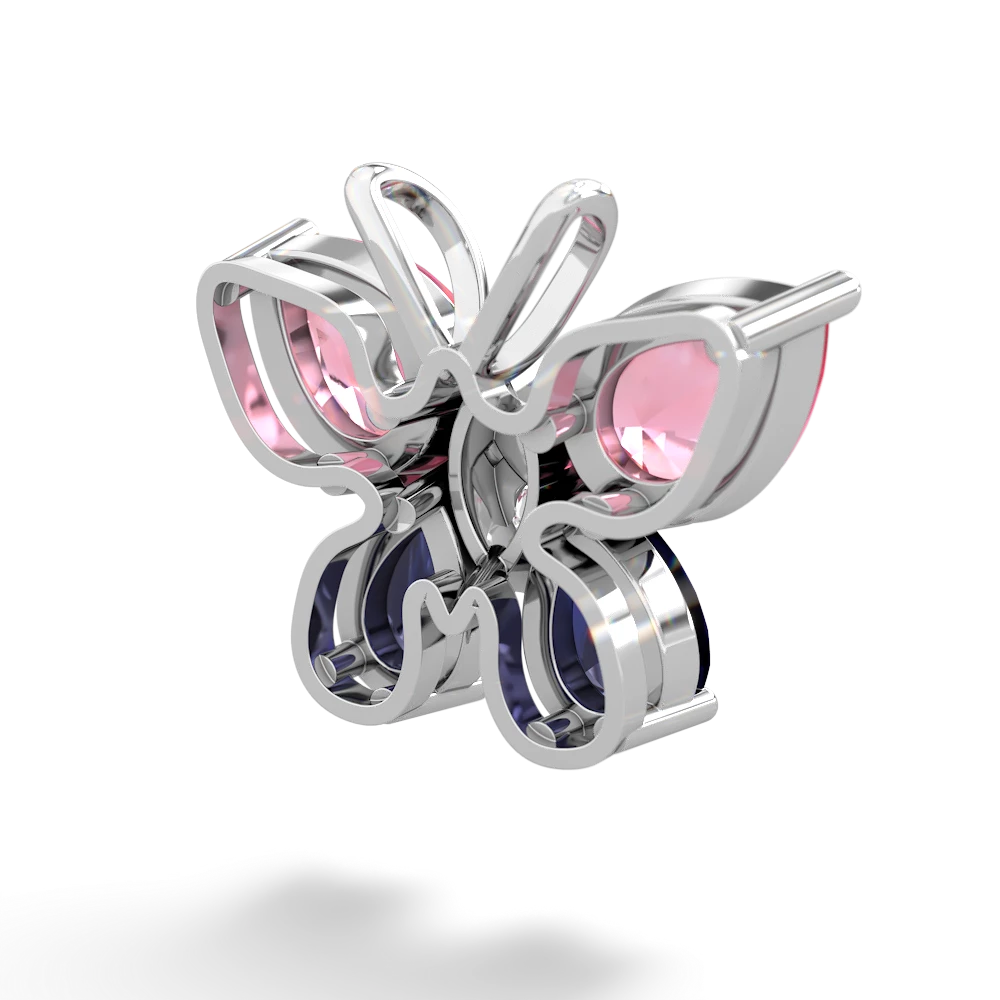 Lab Pink Sapphire Butterfly 14K White Gold pendant P2215