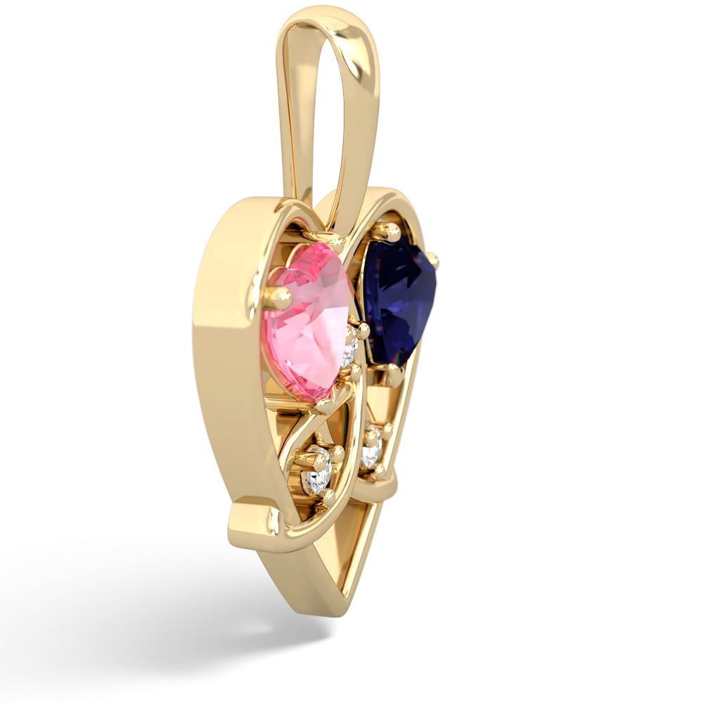 Lab Pink Sapphire Celtic Trinity Heart 14K Yellow Gold pendant P5331