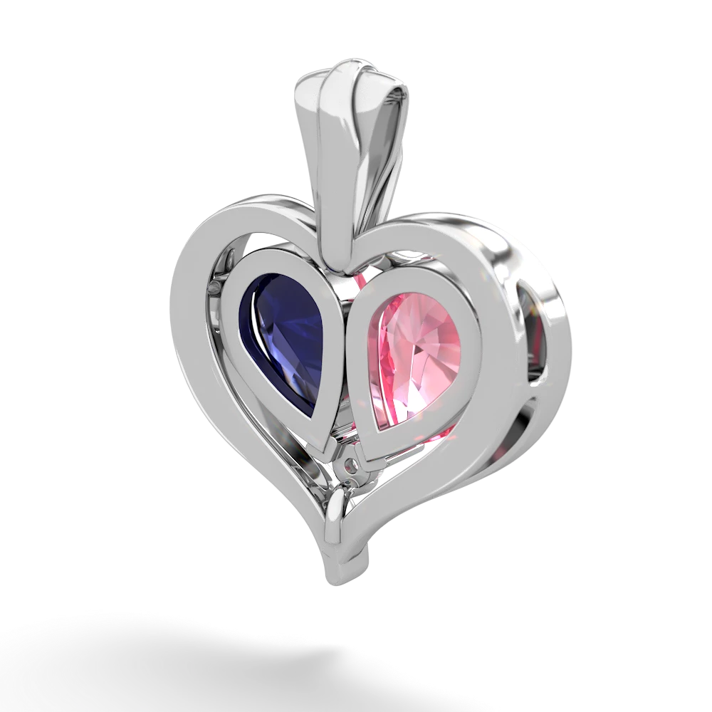 Lab Pink Sapphire Two Become One 14K White Gold pendant P5330