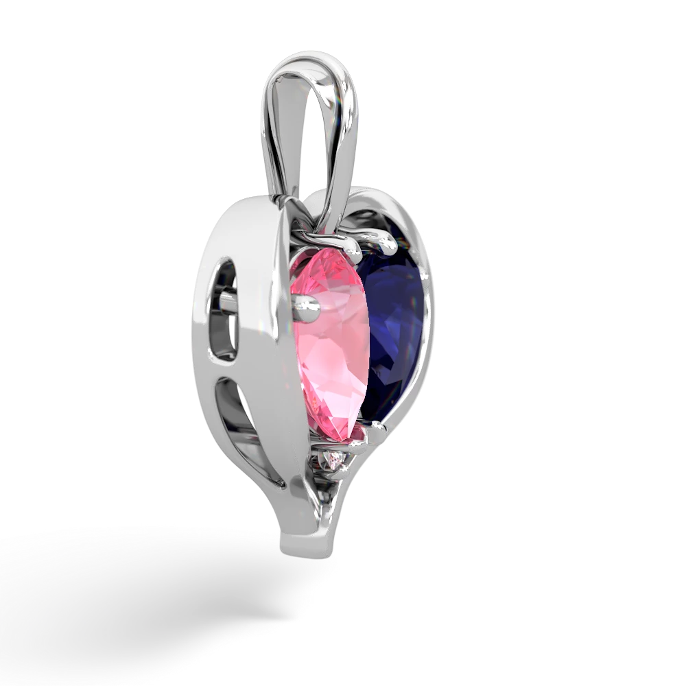 Lab Pink Sapphire Two Become One 14K White Gold pendant P5330