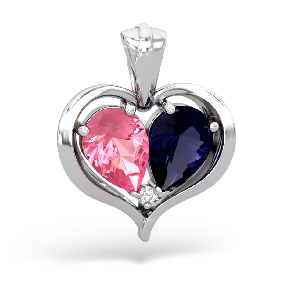 Lab Pink Sapphire Two Become One 14K White Gold pendant P5330