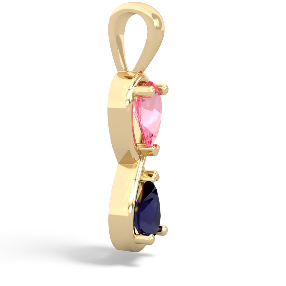 Lab Pink Sapphire Infinity 14K Yellow Gold pendant P5050