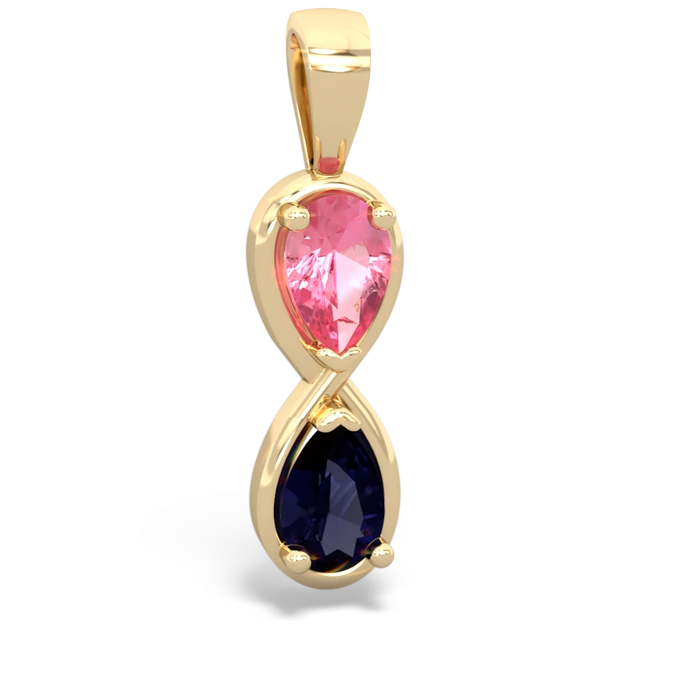 Lab Pink Sapphire Infinity 14K Yellow Gold pendant P5050