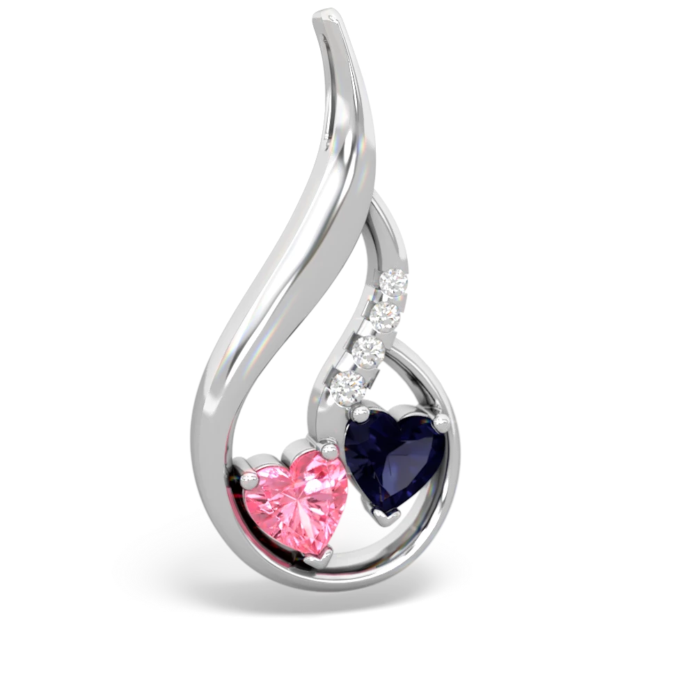 Lab Pink Sapphire Keepsake Curves 14K White Gold pendant P5450