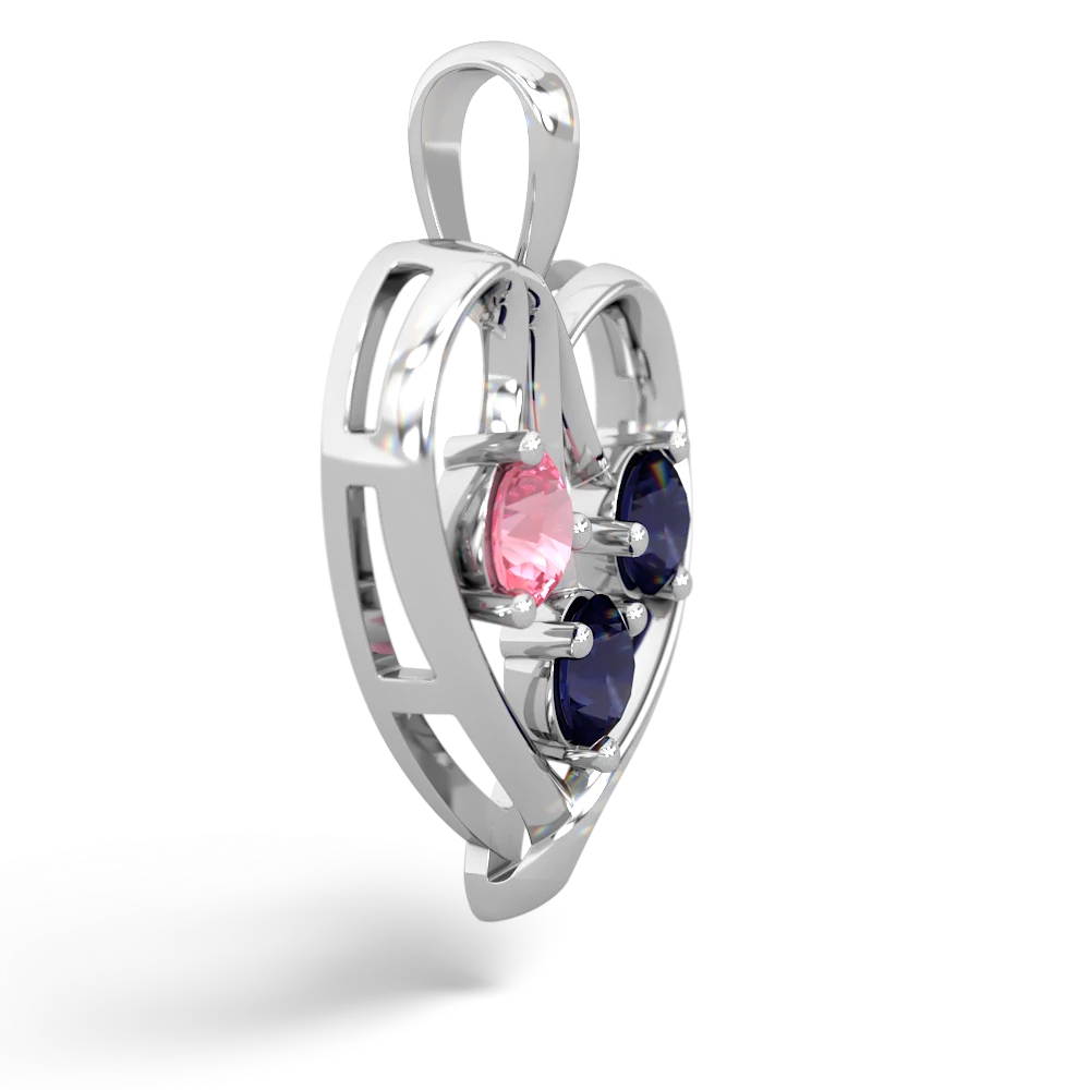 Lab Pink Sapphire Glowing Heart 14K White Gold pendant P2233