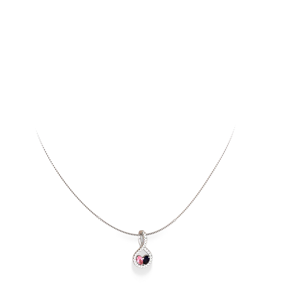 Lab Pink Sapphire Pave Twist 'One Heart' 14K White Gold pendant P5360