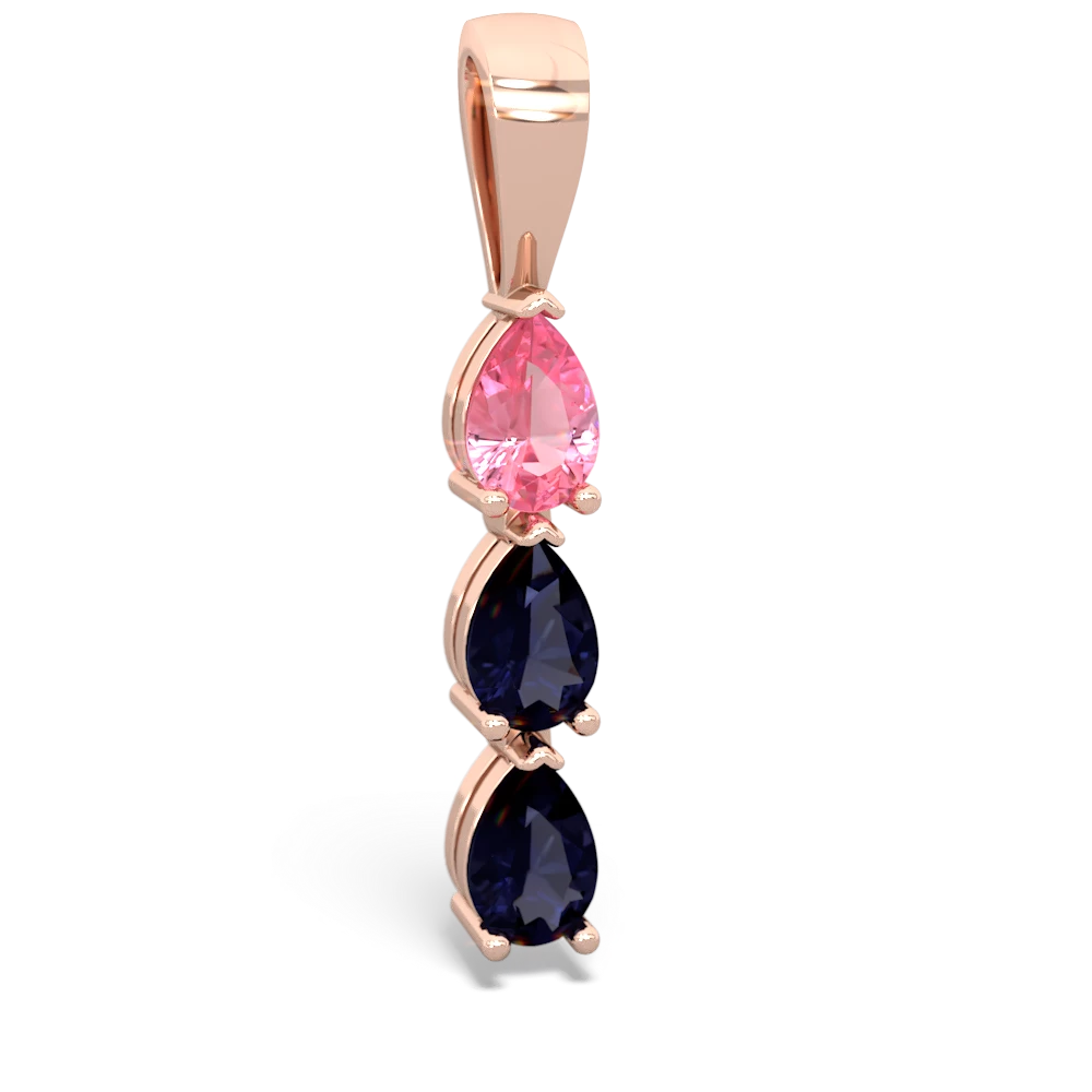 Lab Pink Sapphire Dew Drops 14K Rose Gold pendant P2251